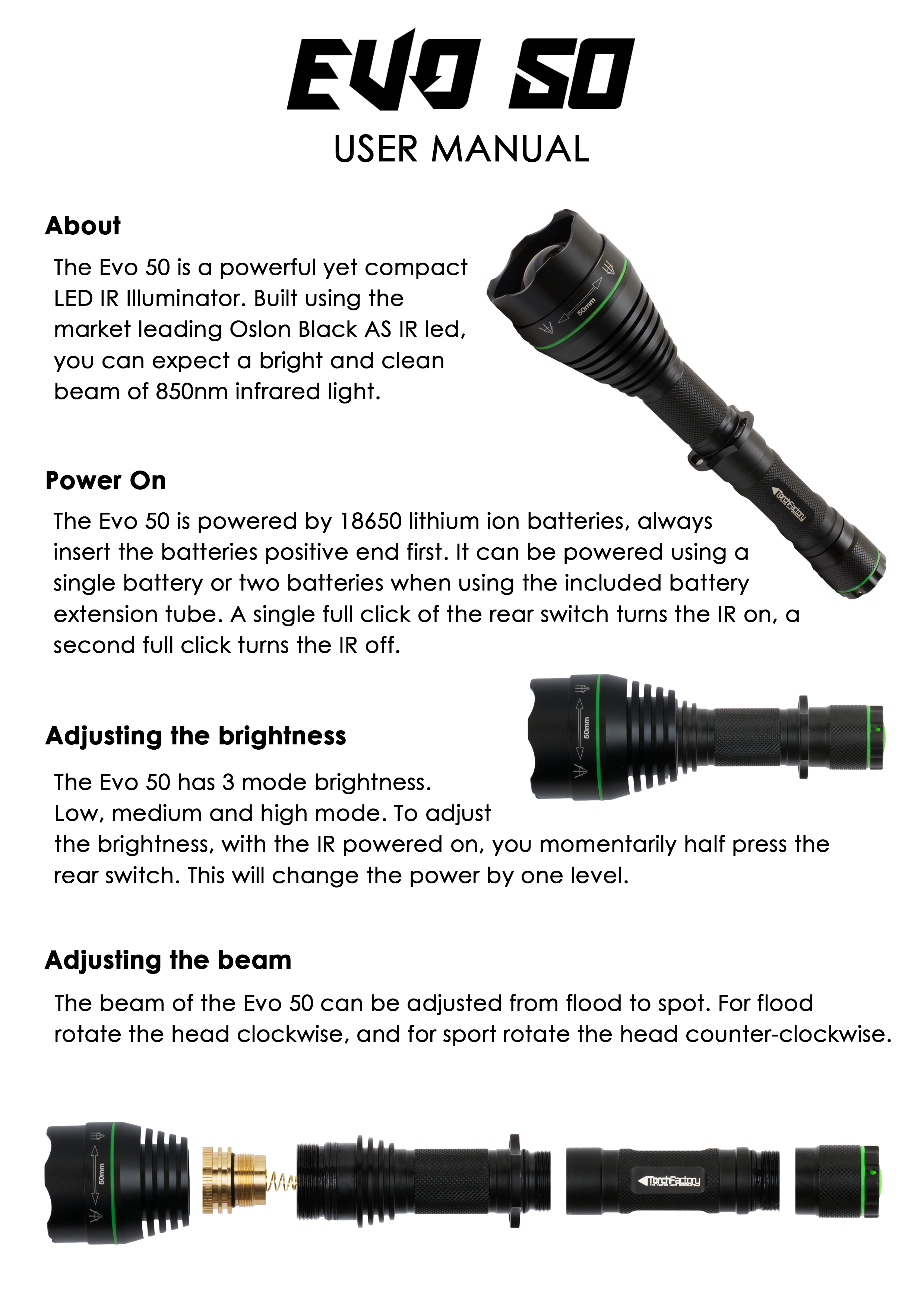 Torch Factory Evo 50AS IR Instructions